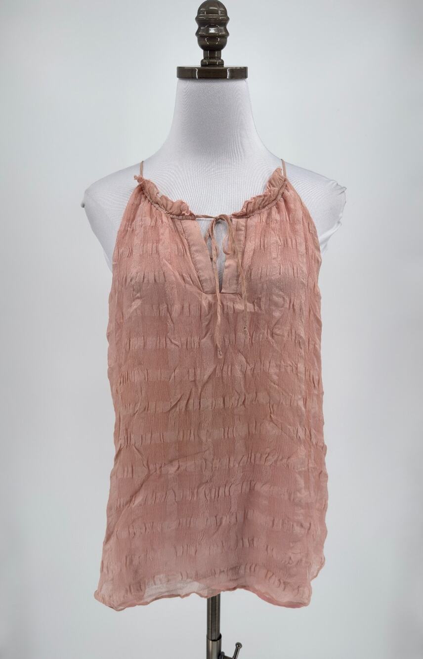 Anthropologie HD in Paris Tender Texture Shadow Pane Pink Silk Tank Top Sz 10
